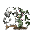 シーズー犬『朝顔を育てましょう』白黒（個別スタンプ：34）