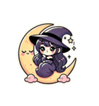 ハッピーゴーストと可愛い魔女（個別スタンプ：1）