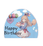 Birthday cute girls stickers（個別スタンプ：14）