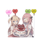 Birthday cute girls stickers（個別スタンプ：16）