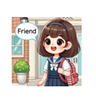 かわいい通学女子のLINEスタンプ（個別スタンプ：11）