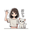 女の子と猫の可愛い時間（個別スタンプ：10）