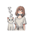 女の子と猫の可愛い時間（個別スタンプ：12）