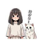 女の子と猫の可愛い時間（個別スタンプ：14）