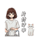 女の子と猫の可愛い時間（個別スタンプ：16）