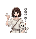 女の子と猫の可愛い時間（個別スタンプ：19）