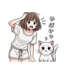 女の子と猫の可愛い時間（個別スタンプ：24）