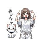 女の子と猫の可愛い時間（個別スタンプ：35）