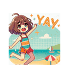 海水浴少女のLINEスタンプ（個別スタンプ：15）