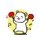 スポーツ観戦＆応援に！シンプルな白クマと猫（個別スタンプ：19）