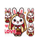 かわいい和服動物のLINEスタンプ（個別スタンプ：4）