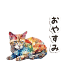 毎日使える♡水彩モザイク幾何学模様ねこ（個別スタンプ：2）