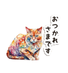 毎日使える♡水彩モザイク幾何学模様ねこ（個別スタンプ：13）