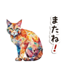 毎日使える♡水彩モザイク幾何学模様ねこ（個別スタンプ：36）