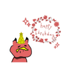 左手で描いた赤べこ（個別スタンプ：14）