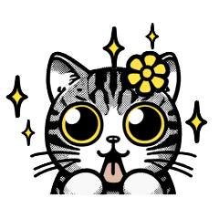 [LINEスタンプ] 白黒トラ猫のかわいい顔