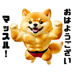 [LINEスタンプ] パワフル筋肉アニマルブレッド(パン)3_柴犬