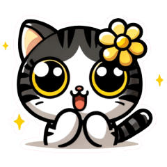 [LINEスタンプ] 白黒トラ猫のかわいい顔2