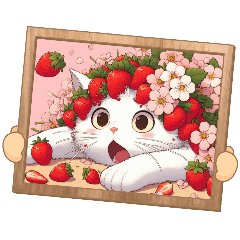 [LINEスタンプ] 桜白猫のいちごパレード