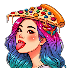 [LINEスタンプ] pizza+girl