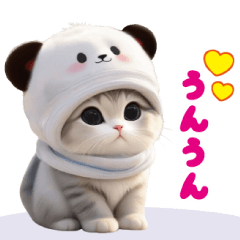 [LINEスタンプ] パンダ帽が可愛い猫たちの思いやりスタンプの画像（メイン）