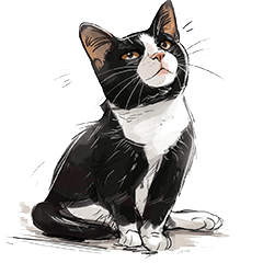 [LINEスタンプ] クレヨン黒と白の猫