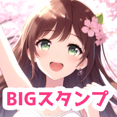 [LINEスタンプ] 桜の花と女の子BIGスタンプ〈春〉3の画像（メイン）