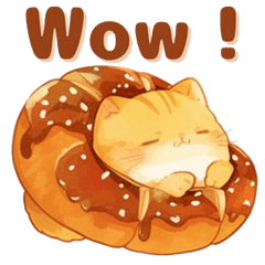 [LINEスタンプ] 可愛らしい猫と面白いパンのスタンプの画像（メイン）