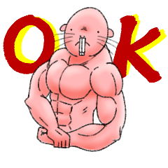 [LINEスタンプ] ムキムキハダカデバネズミのOKスタンプ