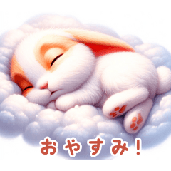 [LINEスタンプ] オレンジ＆ホワイトのかわいいウサギ：日本