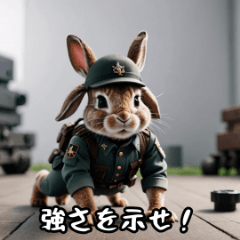 [LINEスタンプ] 前向きな軍人ウサギ