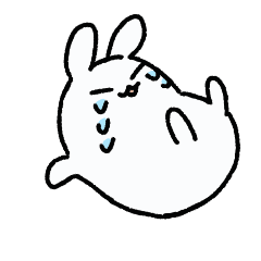 [LINEスタンプ] 白いうさぎ泣いているよ