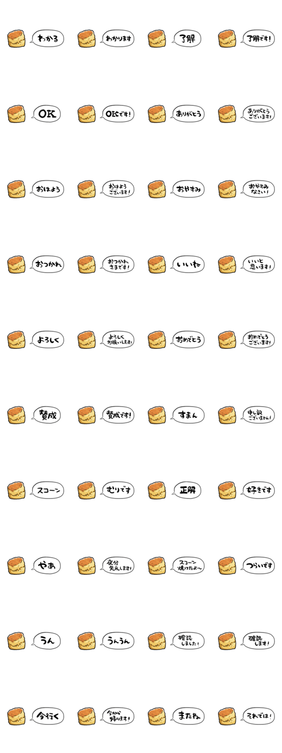 【省スペース】しゃべるスコーンのスタンプ詳細