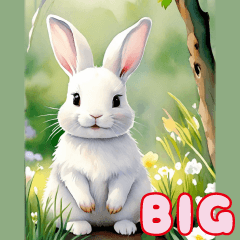 [LINEスタンプ] 可愛いウサギたちの 思いやり水彩風BIGの画像（メイン）