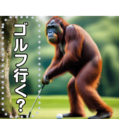 [LINEスタンプ] ゴルフをするオランウータン♡文字変更自由の画像（メイン）