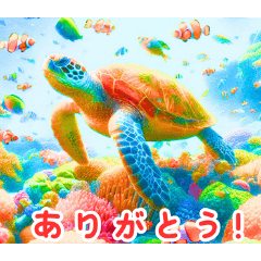 [LINEスタンプ] 南国の海の亀:日本語の画像（メイン）
