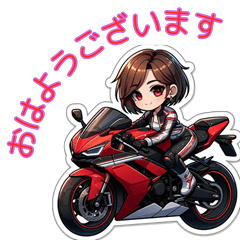 [LINEスタンプ] バイク女子 中型 レーサーバイク編