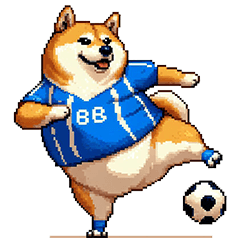 [LINEスタンプ] サッカーを応援するふとっちょ柴犬の画像（メイン）