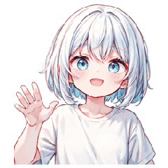 [LINEスタンプ] 白髪ボブの女の子（動く）