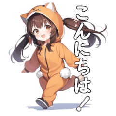 [LINEスタンプ] 柴犬の着ぐるみを着た可愛い女の子の画像（メイン）