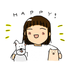 [LINEスタンプ] ぱっつん女子とわんこ達