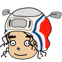 [LINEスタンプ] 80年代風のバイクの被り物をした少年