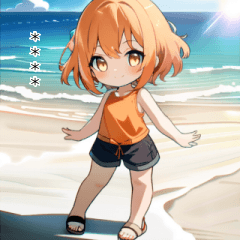 [LINEスタンプ] 真夏の浜辺の女の子