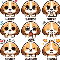 [LINEスタンプ] ビーグル犬の感情