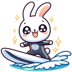 [LINEスタンプ] サーフィンをするうさぎ