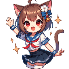 [LINEスタンプ] セーラー服を着た猫又_1