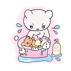 [LINEスタンプ] 生まれたてクマのふわふわ赤ちゃんの子育て