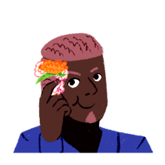 [LINEスタンプ] Black Boys in Flowers