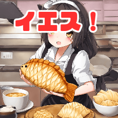 [LINEスタンプ] たい焼きを持つメイド