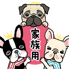 [LINEスタンプ] ぺちゃ犬‘s ☆家族で使える☆